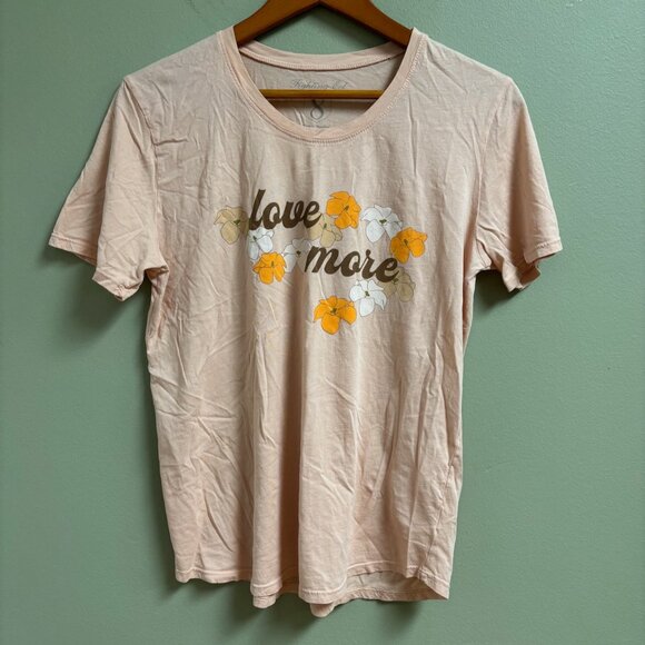 Fighting Eel Womens Graphic T-Shirt Size S Aloha Artsy Hawaiian Floral Love - Picture 1 of 9